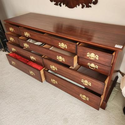 Henkel Harris Solid Black Cherry Chippendale Lowboy Dresser 66x21x34