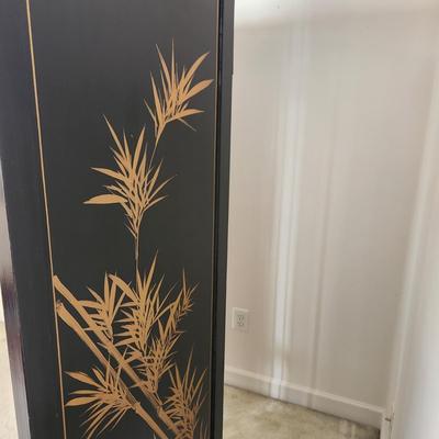 Vintage Asian Chinoiserie Mother of Pearl Hand Painted 4 Panel Screen