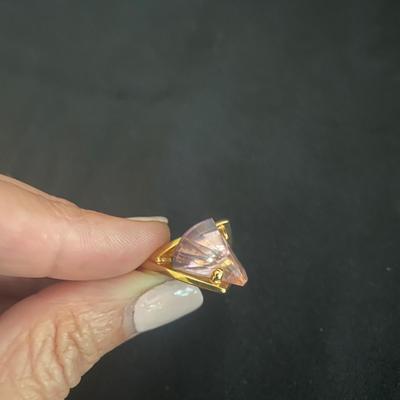 Large Pink Stone Gold Ring (D-TF)