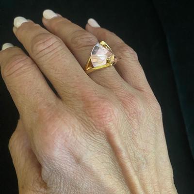 Large Pink Stone Gold Ring (D-TF)