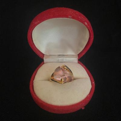 Large Pink Stone Gold Ring (D-TF)