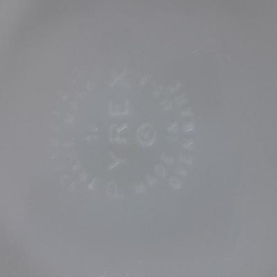 Pyrex > EARLY AMERICAN Gold on Brown Handled Casserole with lid and Pyrex Turquoise Chip Square Bowl