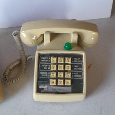 Two vintage push button / touch tone phones Radio Shack and Stromberg