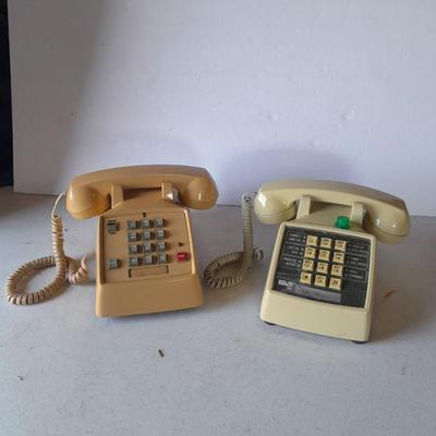 Two vintage push button / touch tone phones Radio Shack and Stromberg