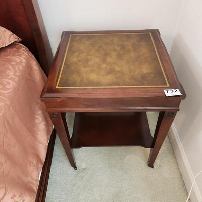 Leather Inlay Side Table on Casters 20x20x24H