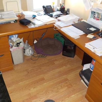 L Shape Office furniture approx. 12 feet long w/ additional storage./ est. $400 $1000.