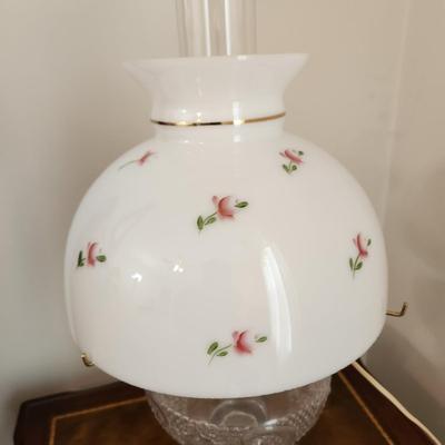 Vintage Converted Oil Lamp Light Hand Painted Lamp Shade