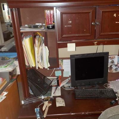 Vintage wood office multi use desk. solid. est. $100.