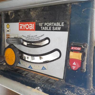 Ryobi 10" portable table saw collapsible . est $250 to $500.