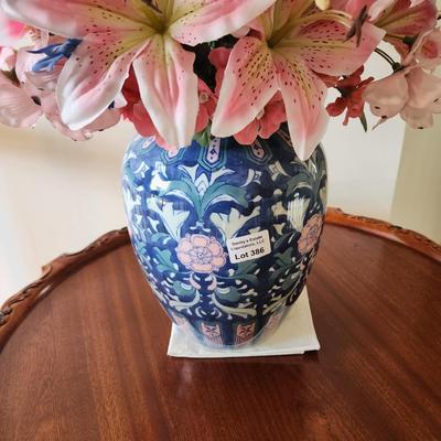 Asian Vase with Floral Arrangement
