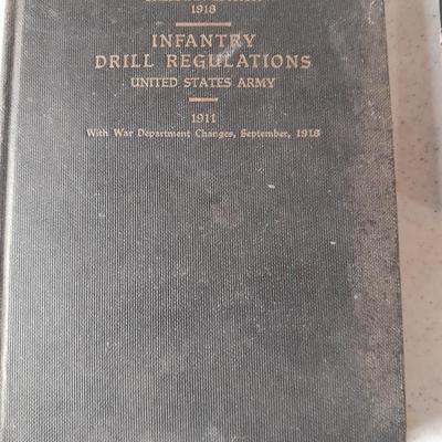 Infantry Drill Regulations US Army 1911 book, Life Pearl Harbor, mask and 1959 Bench rest medal