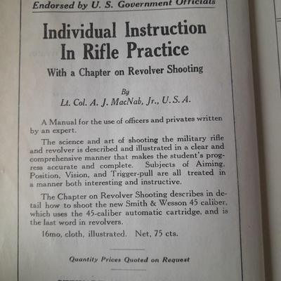 Infantry Drill Regulations US Army 1911 book, Life Pearl Harbor, mask and 1959 Bench rest medal