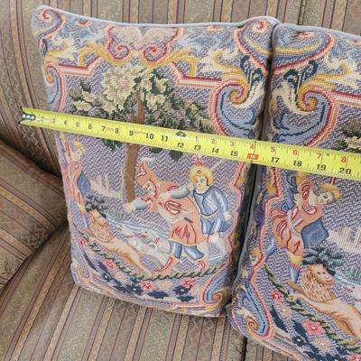 2 Maitland Smith Hand Worked Needlepoint Pillow Tapestry