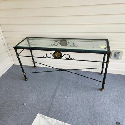 Heavy Metal & Beveled Glass Top Side Table 54x16x27