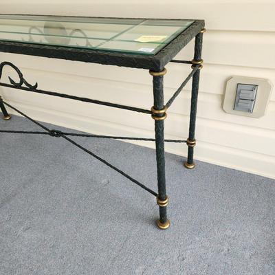 Heavy Metal & Beveled Glass Top Side Table 54x16x27