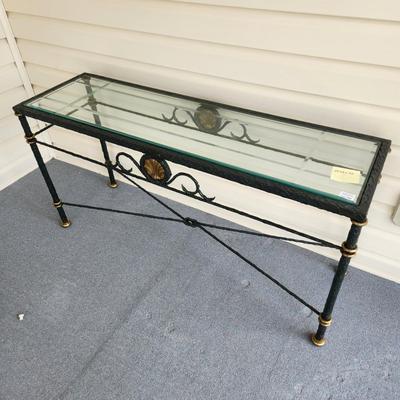 Heavy Metal & Beveled Glass Top Side Table 54x16x27