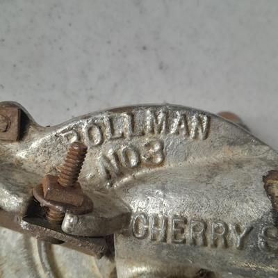 Vintage Pollman No. 3 Cherry Stoner Cherry pitter hand crank table vise mount