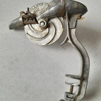 Vintage Pollman No. 3 Cherry Stoner Cherry pitter hand crank table vise mount