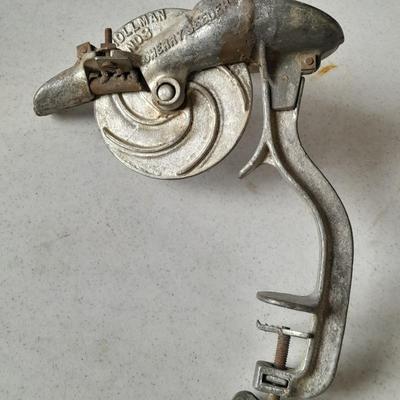 Vintage Pollman No. 3 Cherry Stoner Cherry pitter hand crank table vise mount