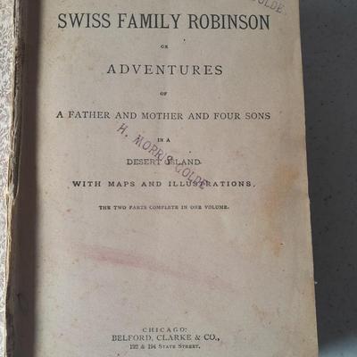 Vintage Illustrated Swiss Family Robinson hardback book Belford, Clarke & Co.