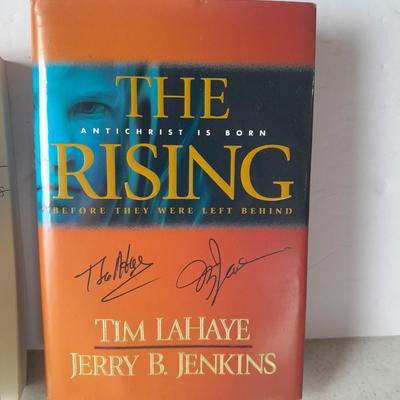 Two autographed books - The Rising Signed Tim LaHaye and Jerry Jenkins - Eye of the Beast Terry Adams Signed