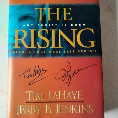 Two autographed books - The Rising Signed Tim LaHaye and Jerry Jenkins - Eye of the Beast Terry Adams Signed
