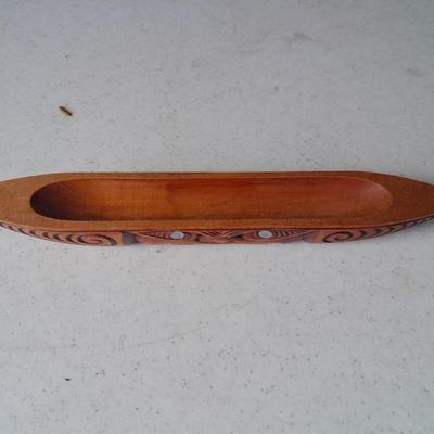 Wooden Carved in Rotorua New Zealand boat and Wood carved African statue