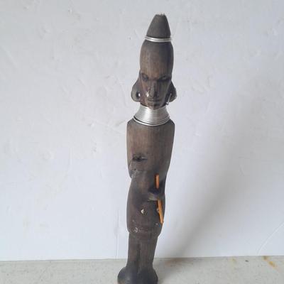 Wooden Carved in Rotorua New Zealand boat and Wood carved African statue