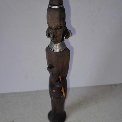 Wooden Carved in Rotorua New Zealand boat and Wood carved African statue