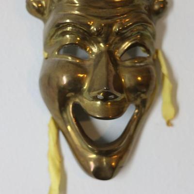 Solid Brass (2) Theatrical Wall Masks Decor