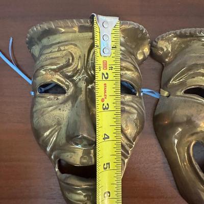 Solid Brass (2) Theatrical Wall Masks Decor