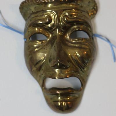 Solid Brass (2) Theatrical Wall Masks Decor