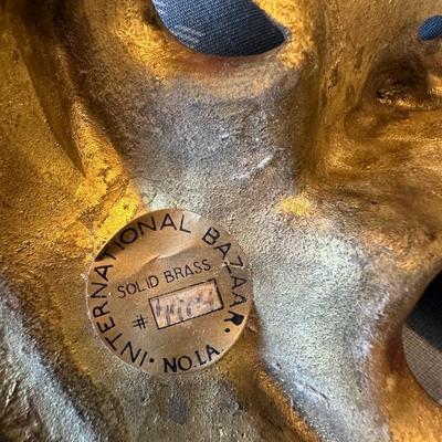Solid Brass (2) Theatrical Wall Masks Decor
