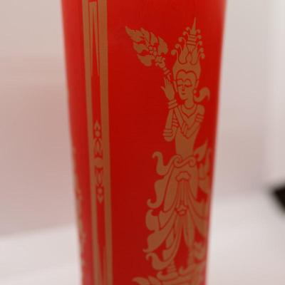Set of (11) Red and Gold Thai Dancer Glasses