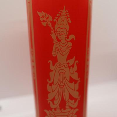 Set of (11) Red and Gold Thai Dancer Glasses