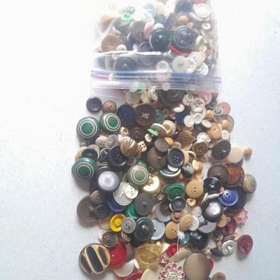 Ziplock bag of Buttons, new, old, vintage and antique