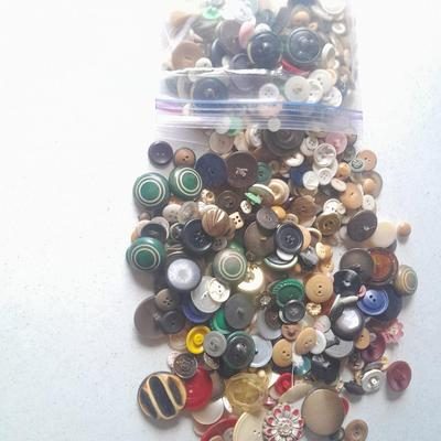 Ziplock bag of Buttons, new, old, vintage and antique