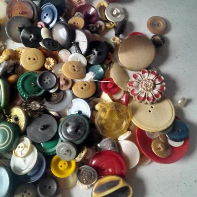 Ziplock bag of Buttons, new, old, vintage and antique