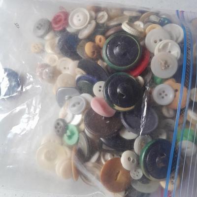 Ziplock bag of Buttons, new, old, vintage and antique
