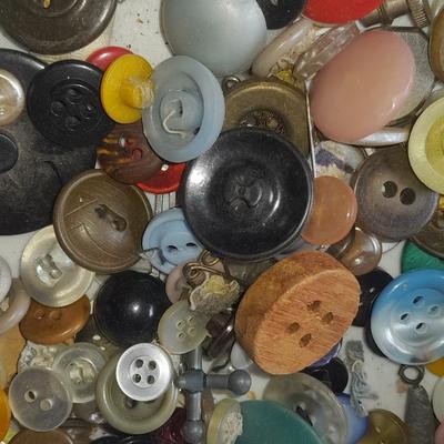 Ziplock bag of Buttons, new, old, vintage and antique