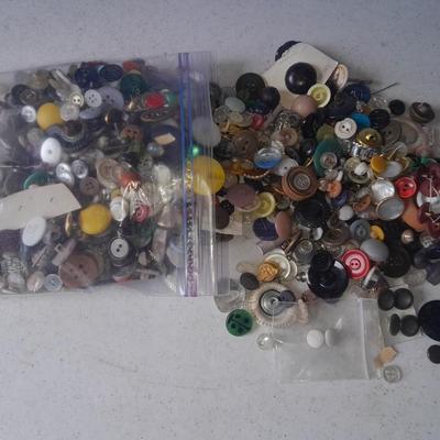 Ziplock bag of Buttons, new, old, vintage and antique