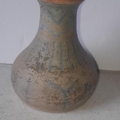 Pottery vases, blue metal, Puru, and Howling Coyote / wolf pottery