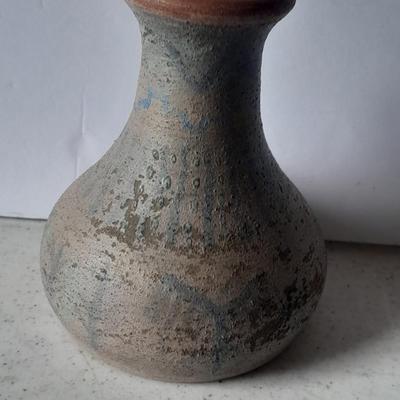 Pottery vases, blue metal, Puru, and Howling Coyote / wolf pottery