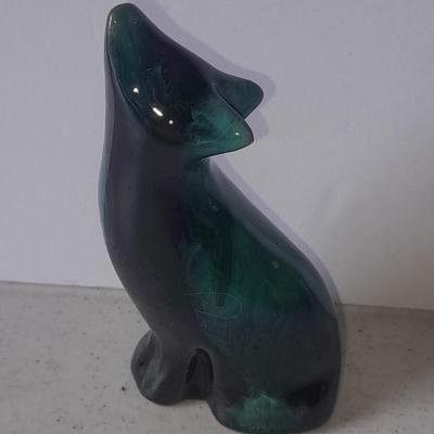 Pottery vases, blue metal, Puru, and Howling Coyote / wolf pottery