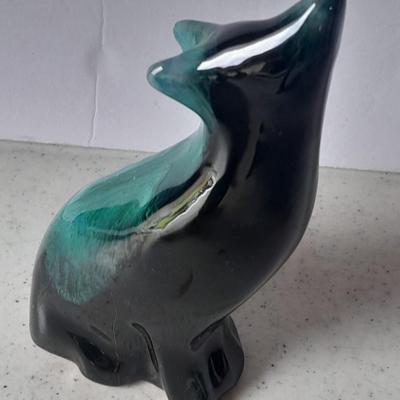 Pottery vases, blue metal, Puru, and Howling Coyote / wolf pottery