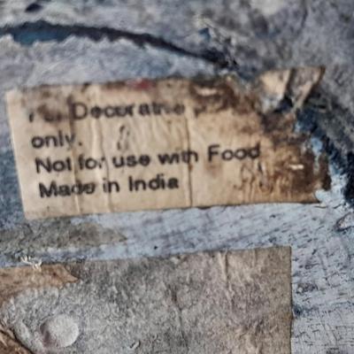 Pottery vases, blue metal, Puru, and Howling Coyote / wolf pottery