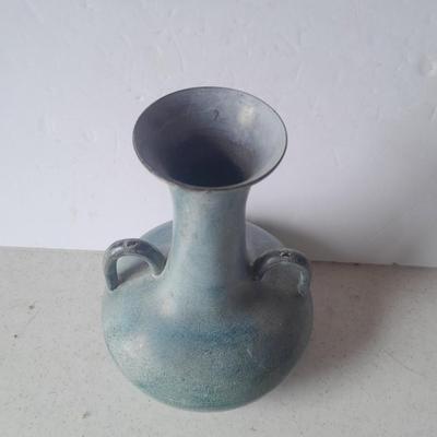 Pottery vases, blue metal, Puru, and Howling Coyote / wolf pottery