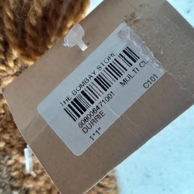 Pottery vase with pottery decor, and a woven Multi Color Durrie