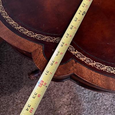 Chippendale Leather Top Drum Table, Scalloped