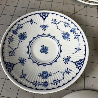 Franciscan Blue Demark Ironstone Tea Cup Saucers (10) 